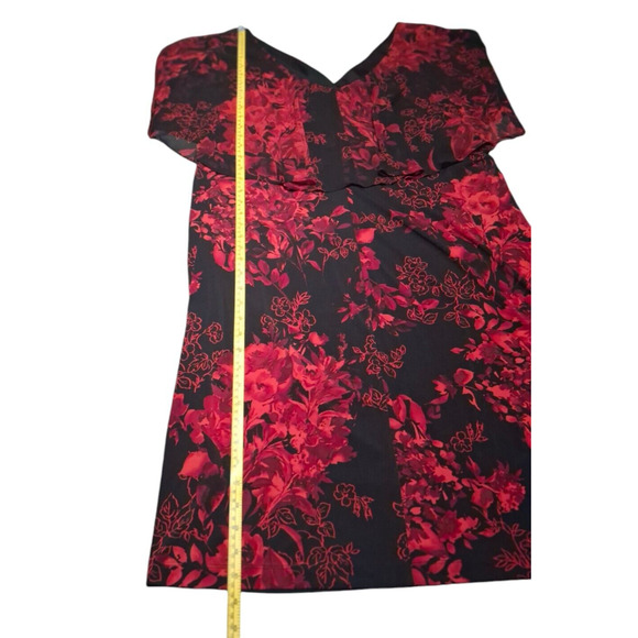 Connected Apparel 24W Red Floral Sheath Dress Cocktail Wedding Guest Date Night - Picture 5 of 7